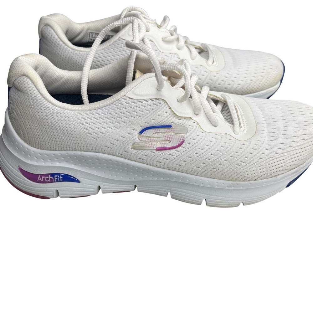 Skechers Sneakers Arch Fit 149722 Womens 8 White Textile Mesh Walking Shoes